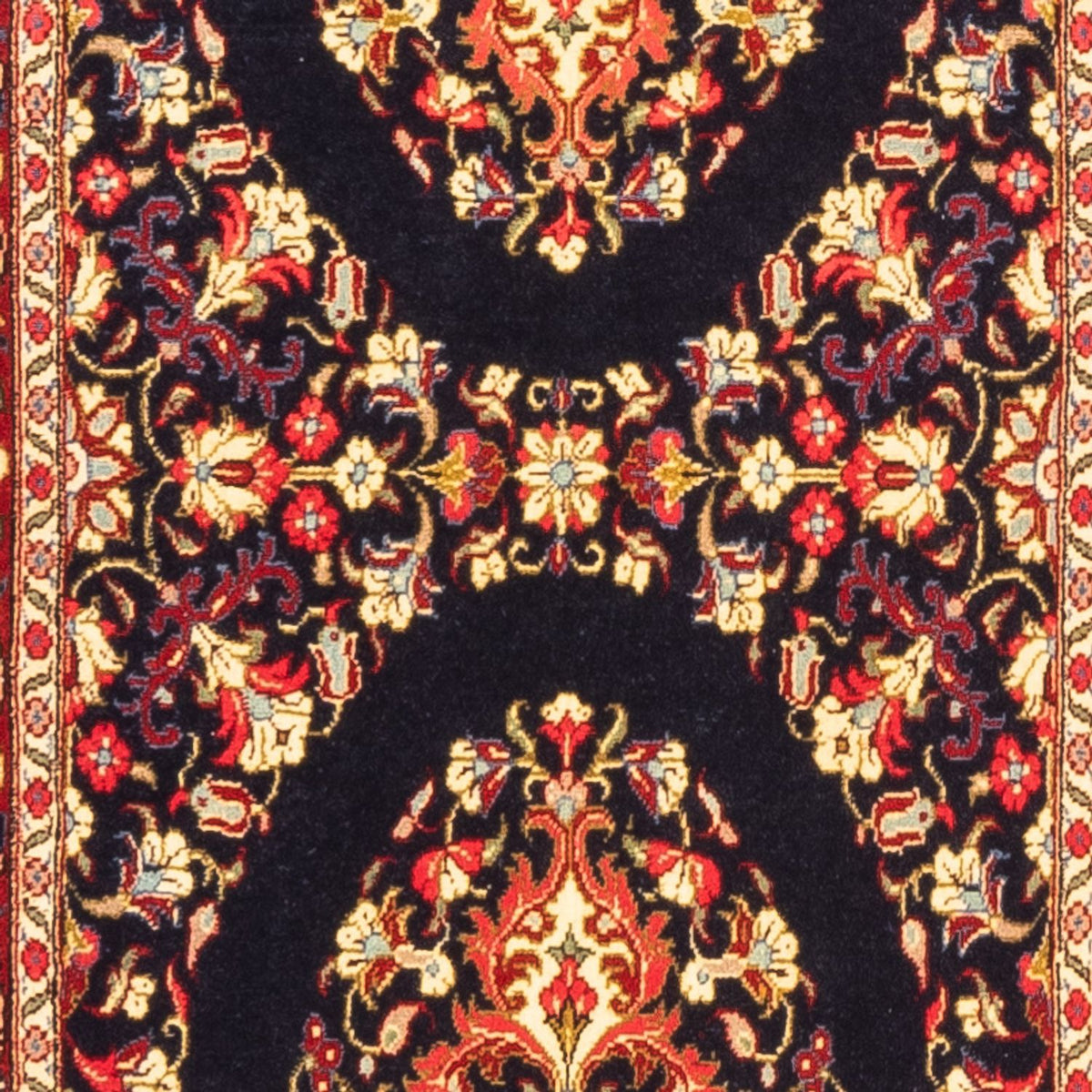 Tapis de couloir Tapis persan - Ghom - 217 x 63 cm - bleu foncé