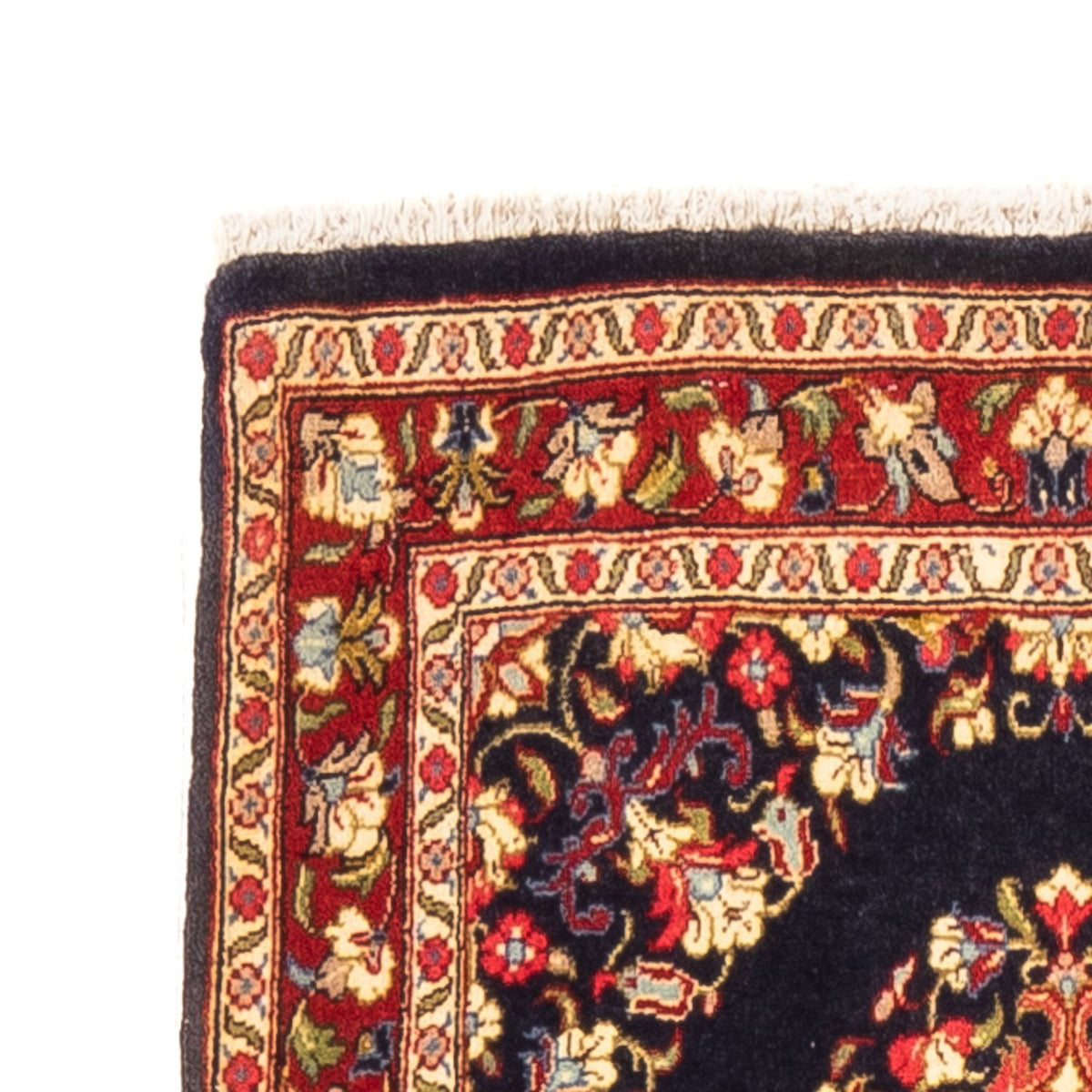 Tapis de couloir Tapis persan - Ghom - 217 x 63 cm - bleu foncé