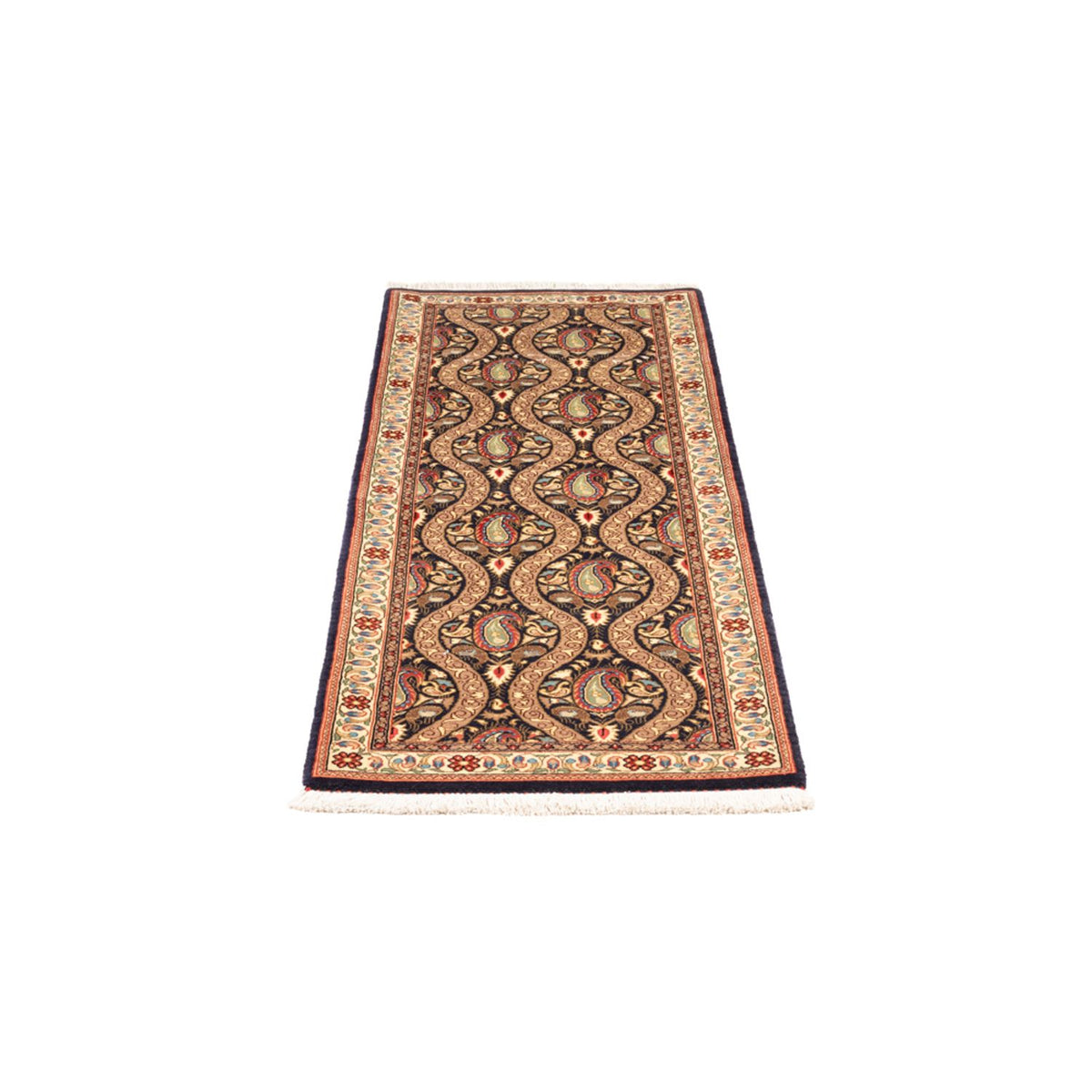 Tapis de couloir Tapis persan - Ghom - 160 x 53 cm - bleu foncé