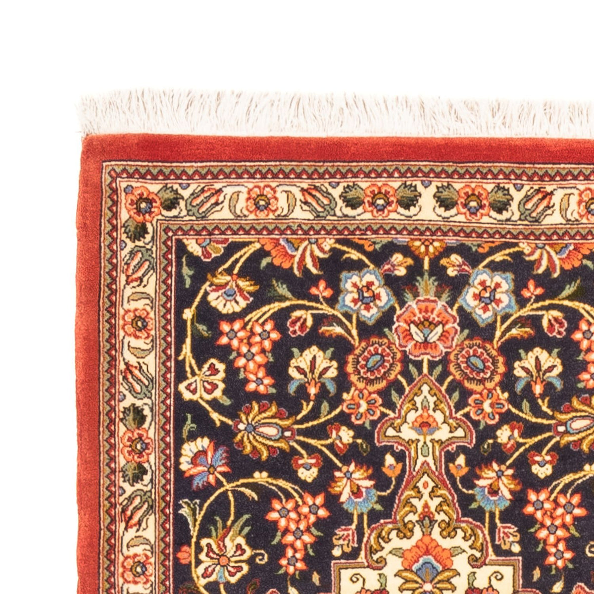 Tapis de couloir Tapis persan - Ghom - 203 x 65 cm - bleu foncé