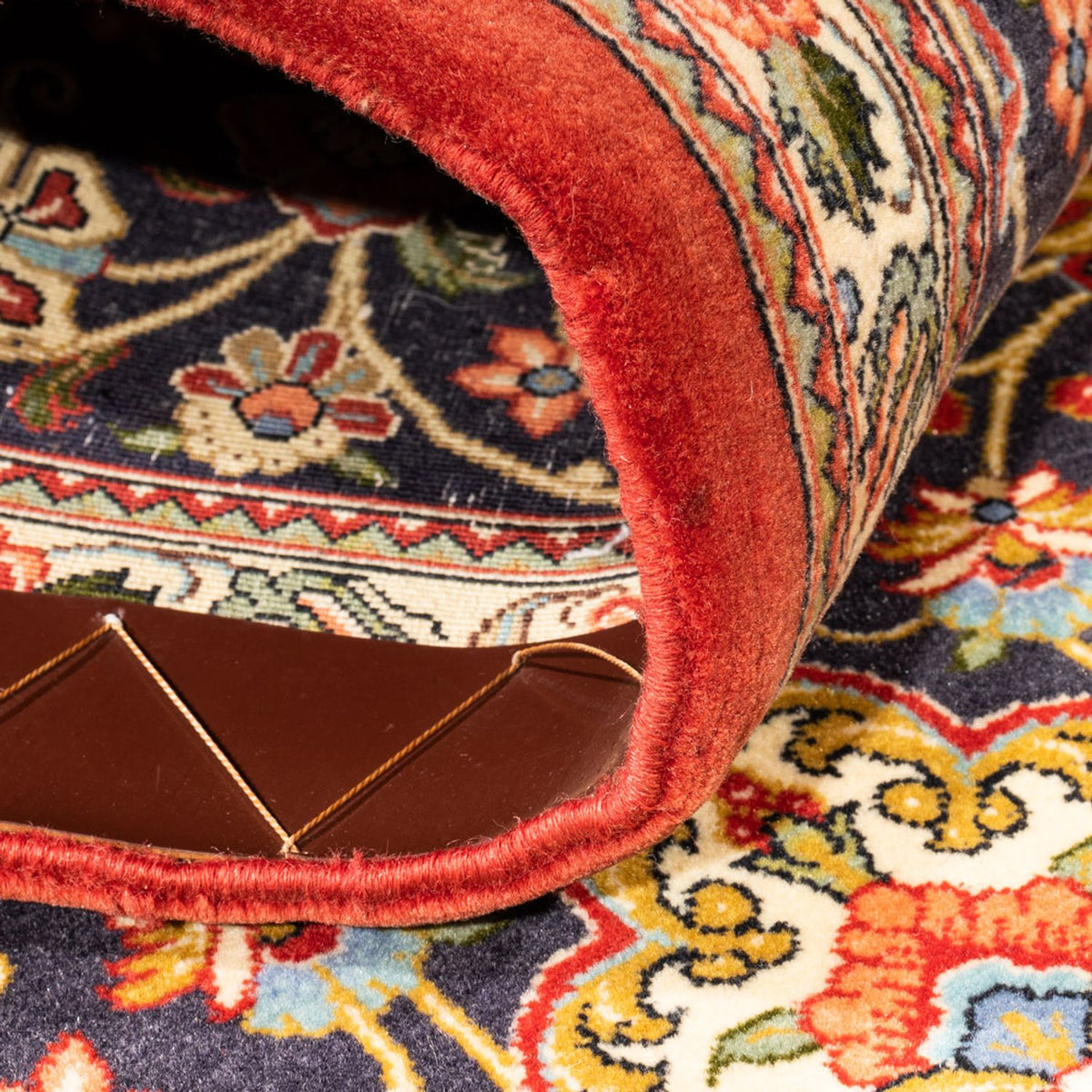 Tapis de couloir Tapis persan - Ghom - 203 x 65 cm - bleu foncé