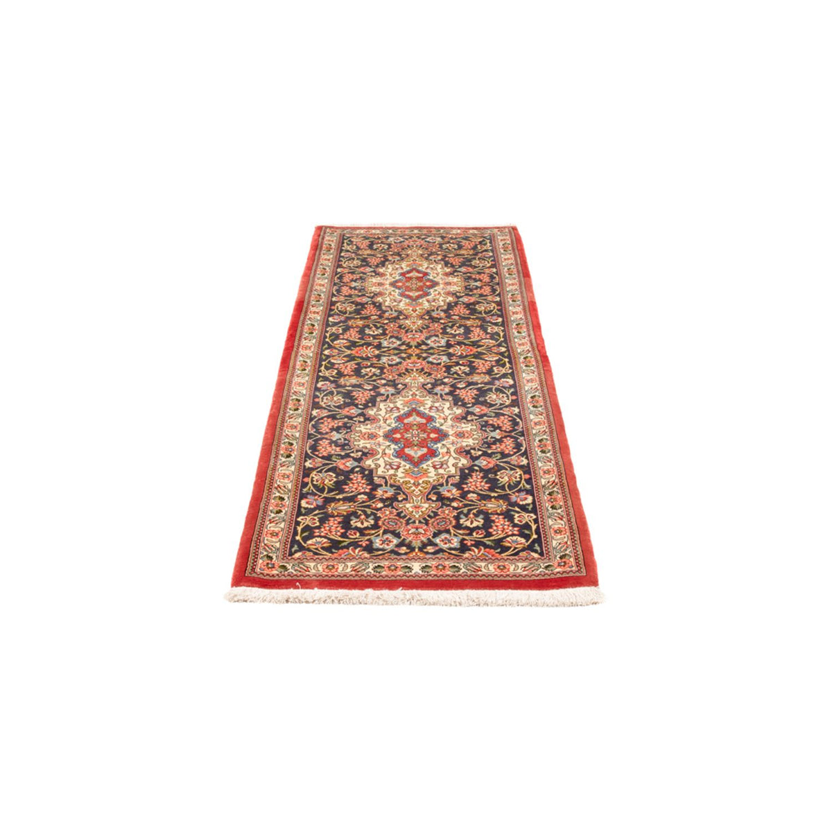 Tapis de couloir Tapis persan - Ghom - 203 x 65 cm - bleu foncé