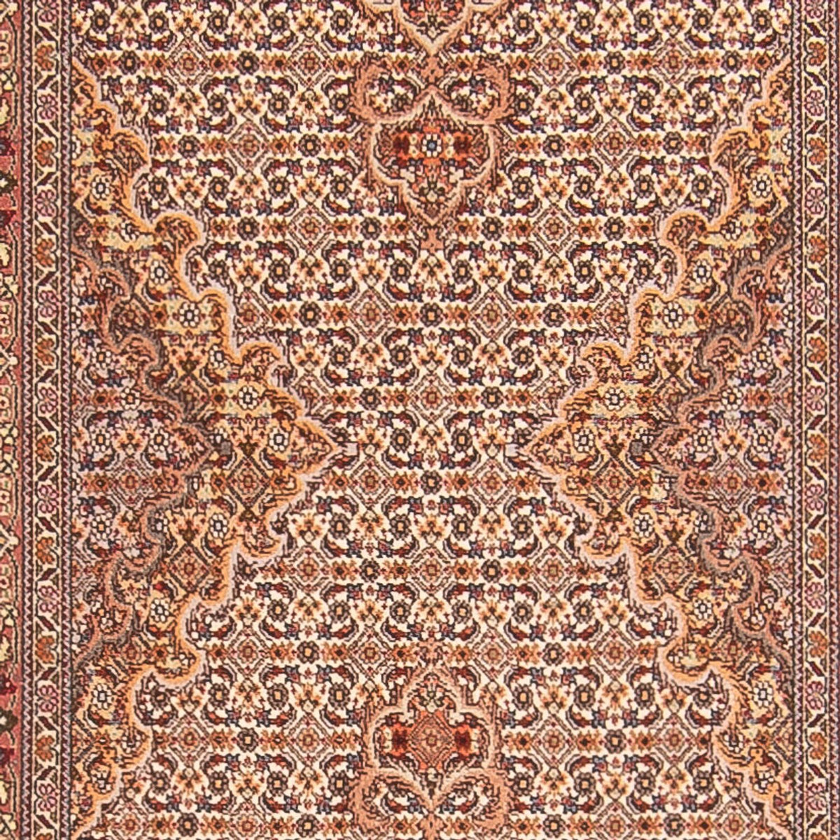 Tapis de couloir Tapis persan - Tabriz - Royal - 407 x 78 cm - beige