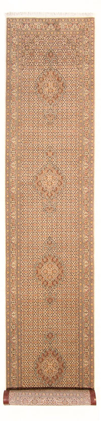 Tapis de couloir Tapis persan - Tabriz - Royal - 393 x 80 cm - beige