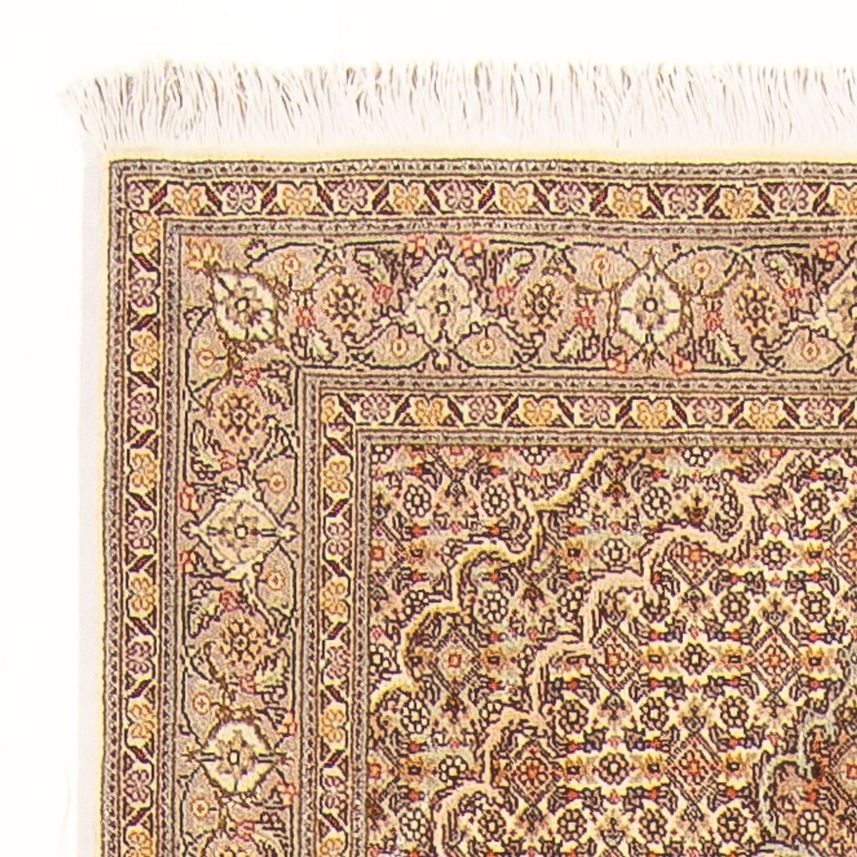 Tapis de couloir Tapis persan - Tabriz - Royal - 393 x 80 cm - beige