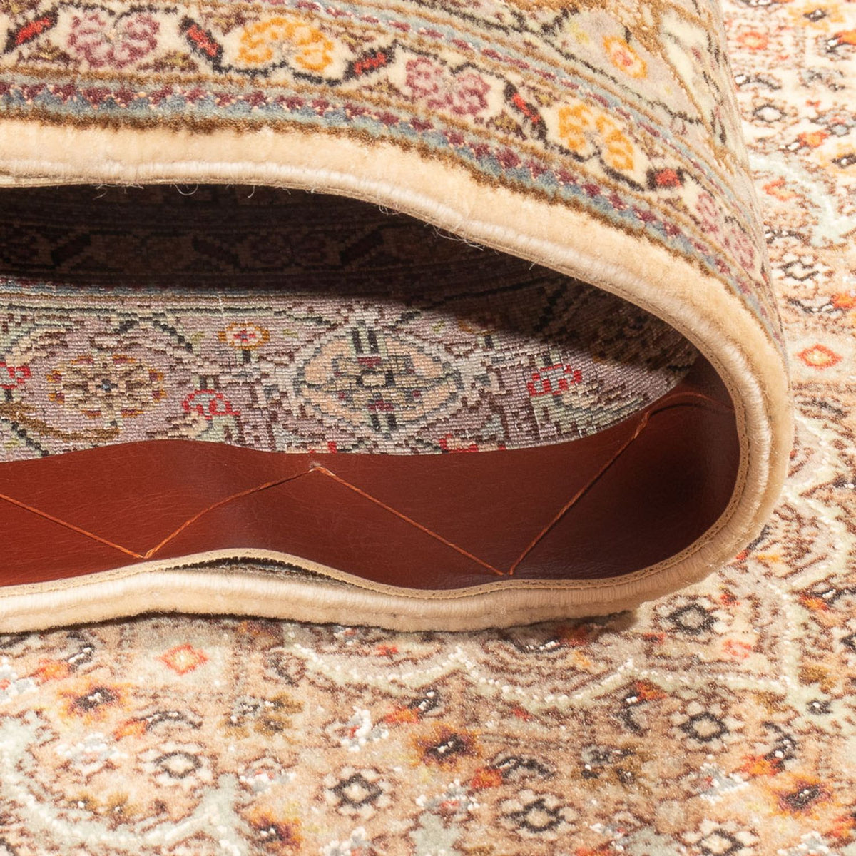 Tapis de couloir Tapis persan - Tabriz - Royal - 393 x 80 cm - beige