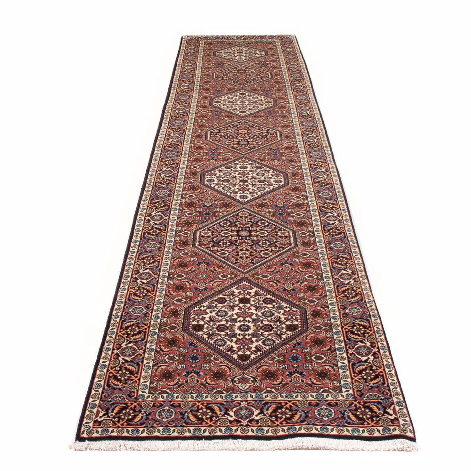 Tapis de couloir Tapis persan - Bidjar - 395 x 84 cm - rouge