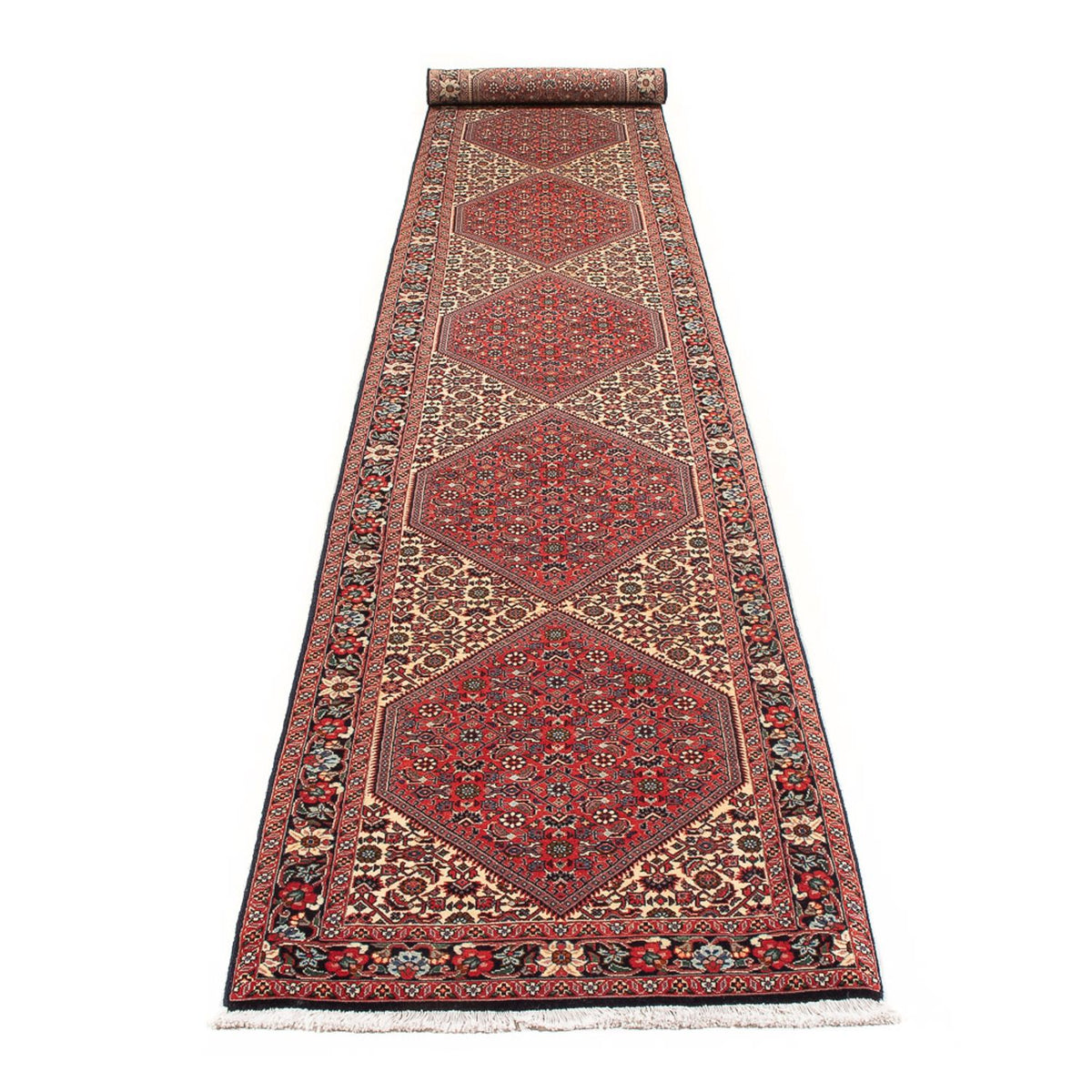 Tapis de couloir Tapis persan - Bidjar - 406 x 65 cm - beige