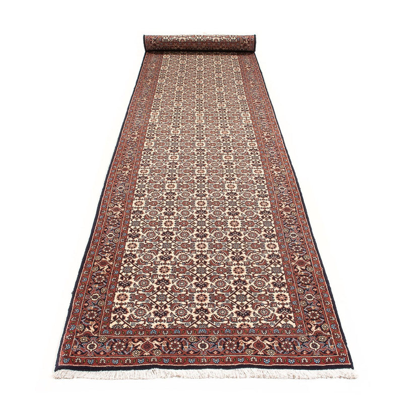 Tapis de couloir Tapis persan - Bidjar - 397 x 85 cm - crème