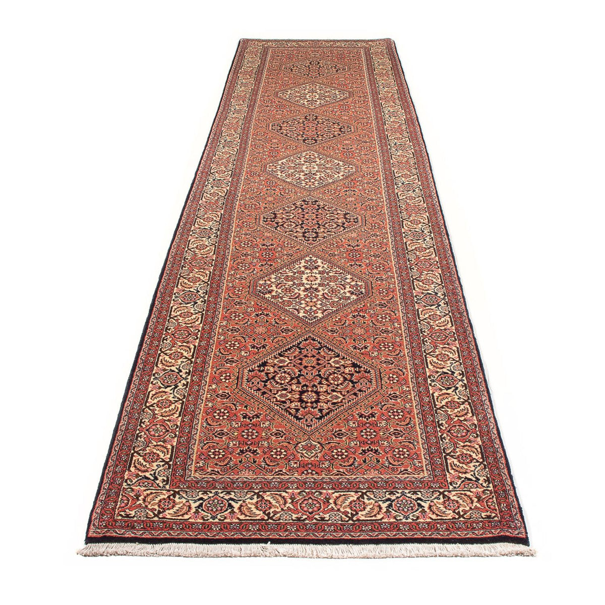 Tapis de couloir Tapis persan - Bidjar - 381 x 89 cm - rouge