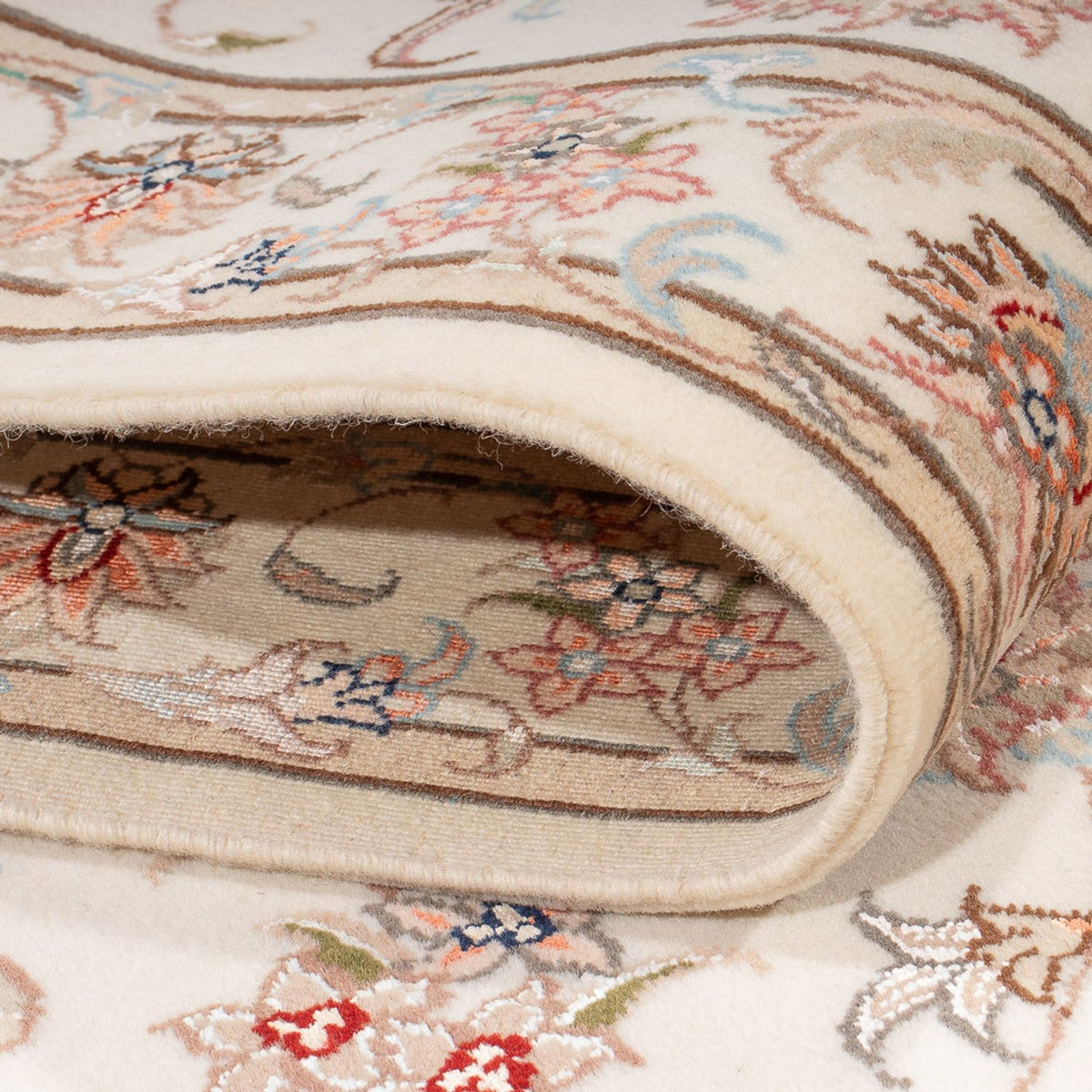 Tapis de couloir Tapis persan - Tabriz - Royal - 295 x 89 cm - crème