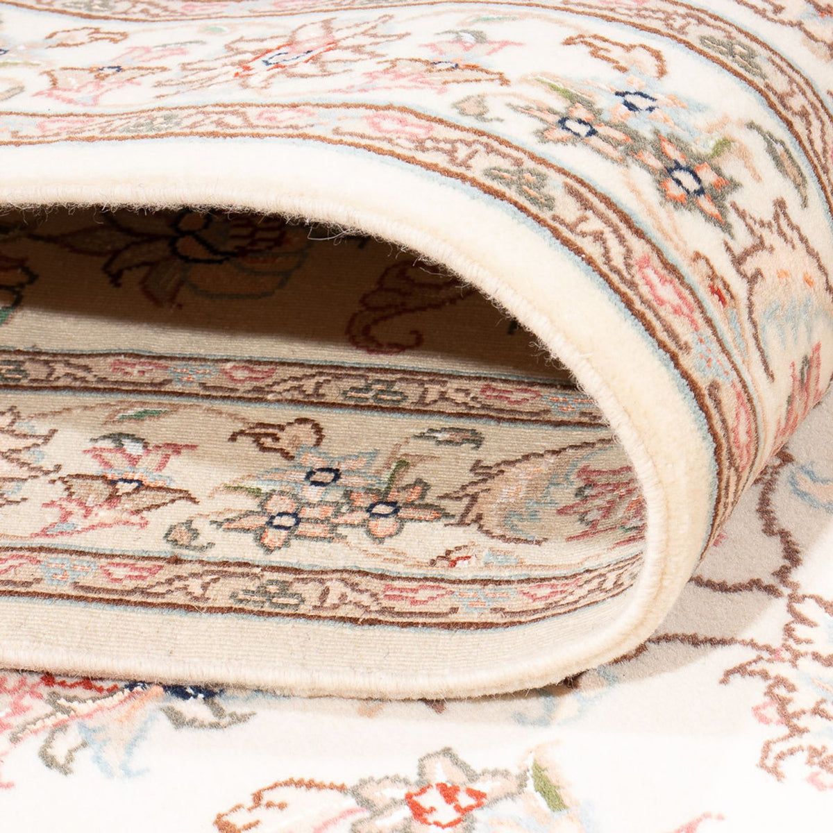 Tapis de couloir Tapis persan - Tabriz - Royal - 298 x 91 cm - crème