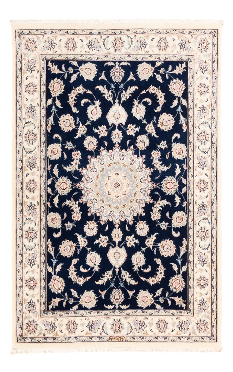 Tapis persan - Nain - Premium - 161 x 105 cm - bleu foncé
