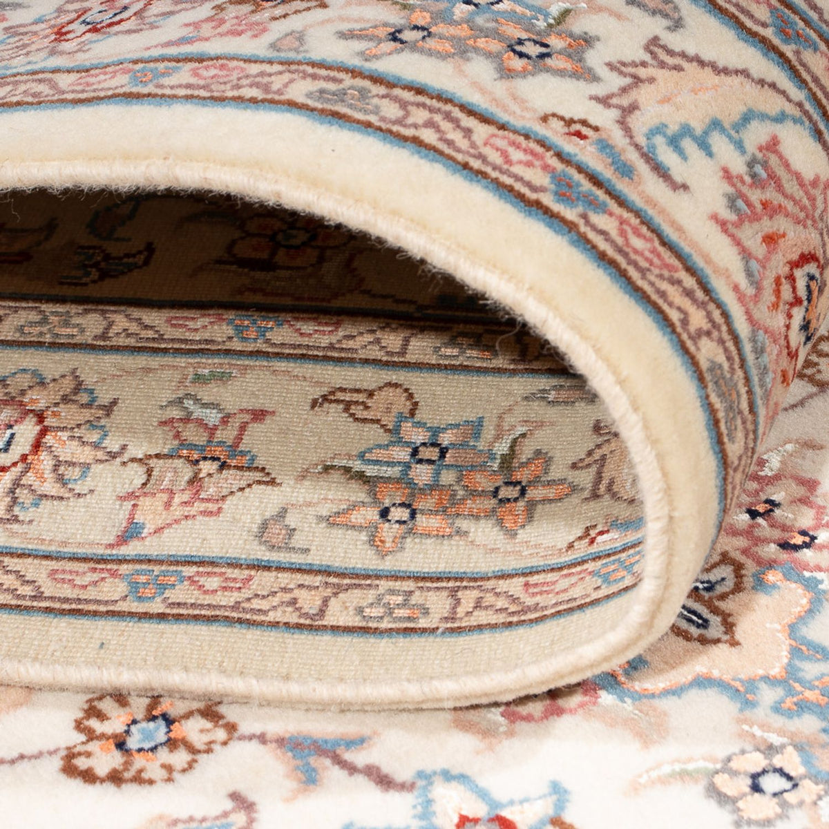 Tapis de couloir Tapis persan - Tabriz - Royal - 298 x 87 cm - crème