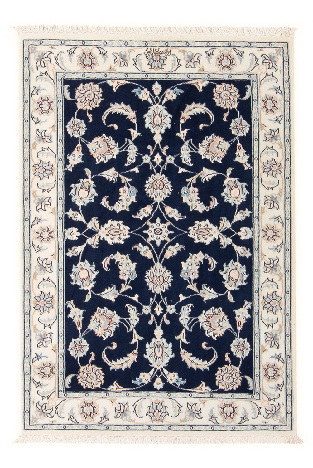 Tapis persan - Nain - Premium - 118 x 78 cm - bleu foncé