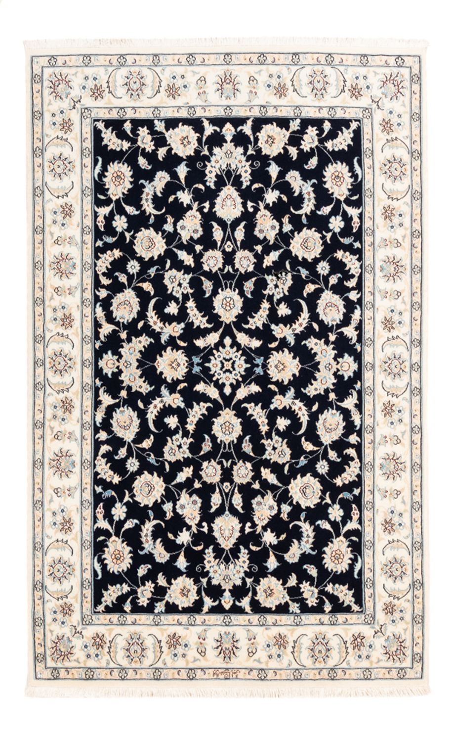 Tapis persan - Nain - Premium - 182 x 120 cm - bleu foncé