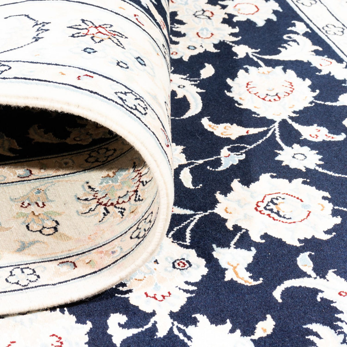 Tapis persan - Nain - Premium - 182 x 120 cm - bleu foncé