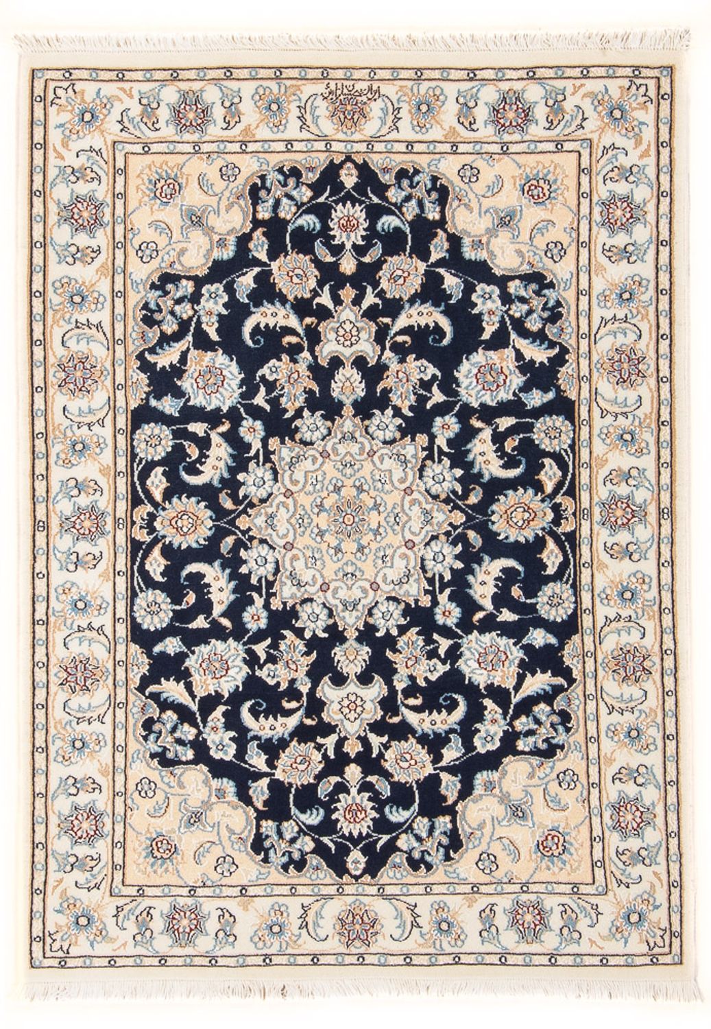 Tapis persan - Nain - Premium - 120 x 80 cm - bleu foncé
