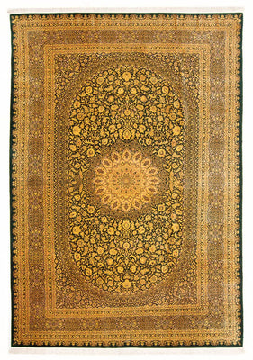 Tapis en soie - Ghom soie - Premium - 294 x 196 cm - vert olive