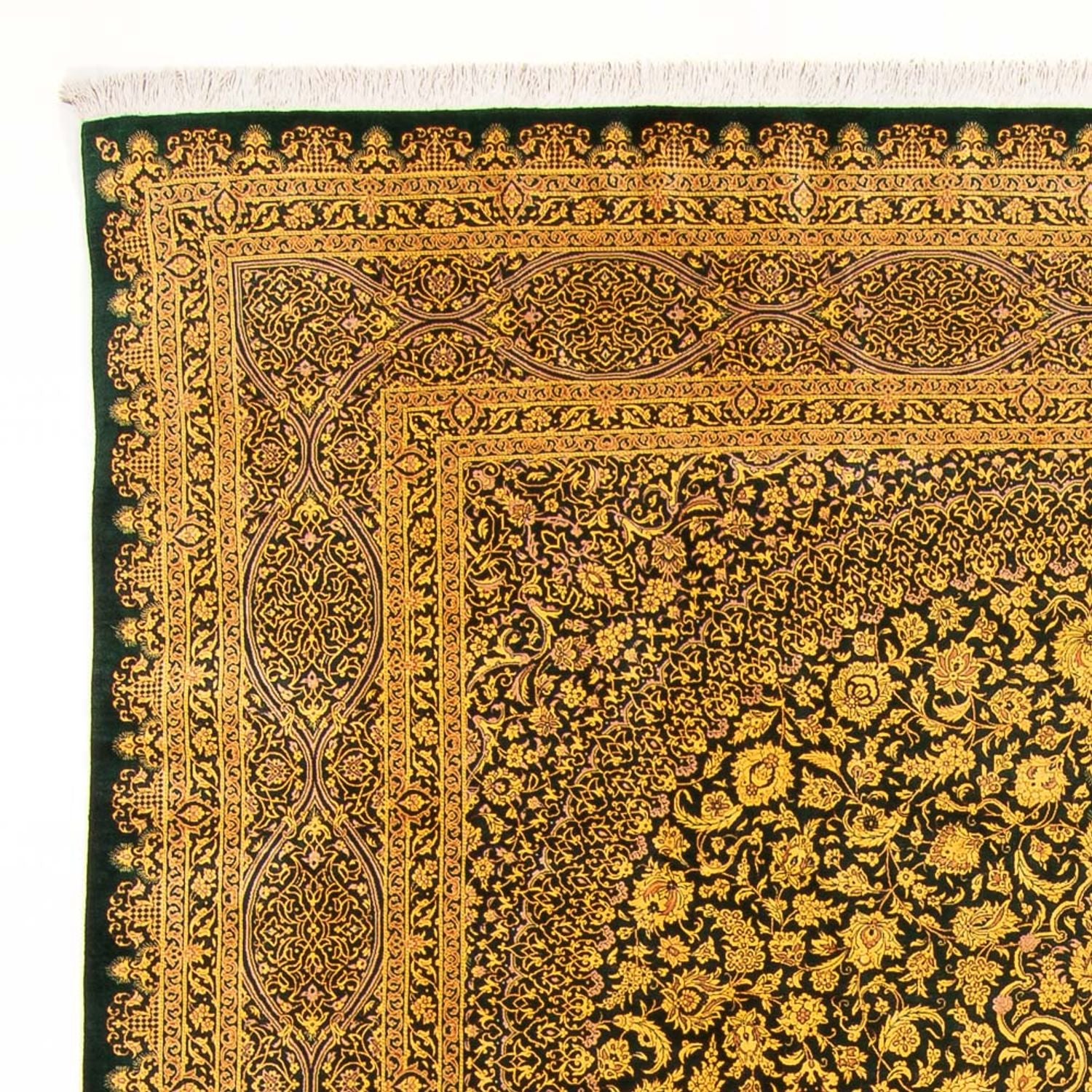 Tapis en soie - Ghom soie - Premium - 294 x 196 cm - vert olive