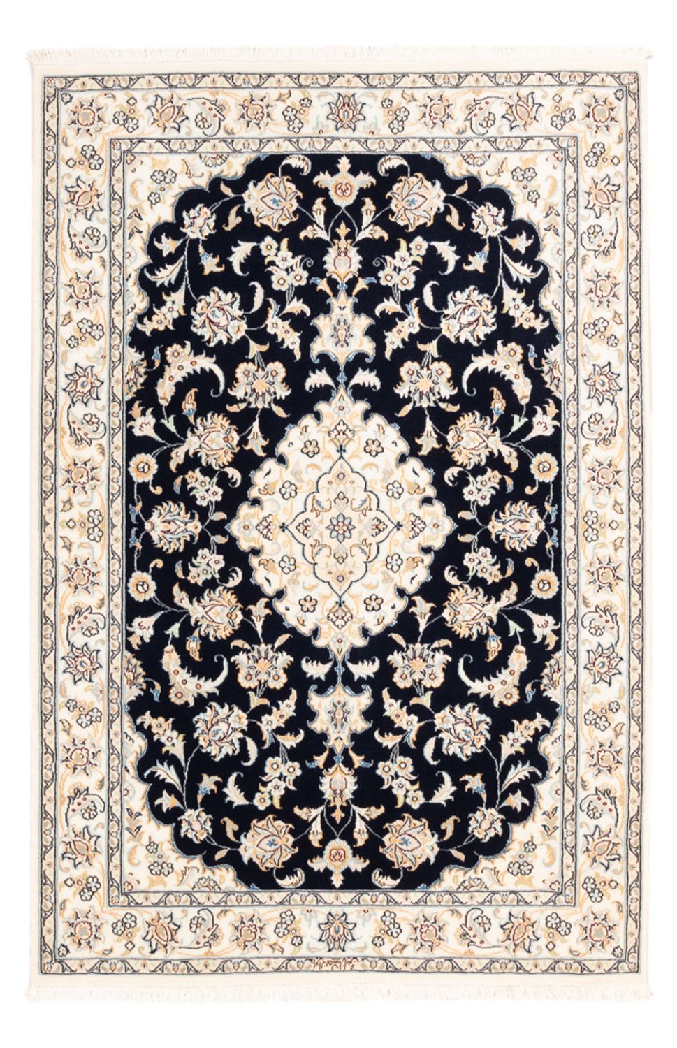 Tapis persan - Nain - Premium - 158 x 109 cm - bleu foncé