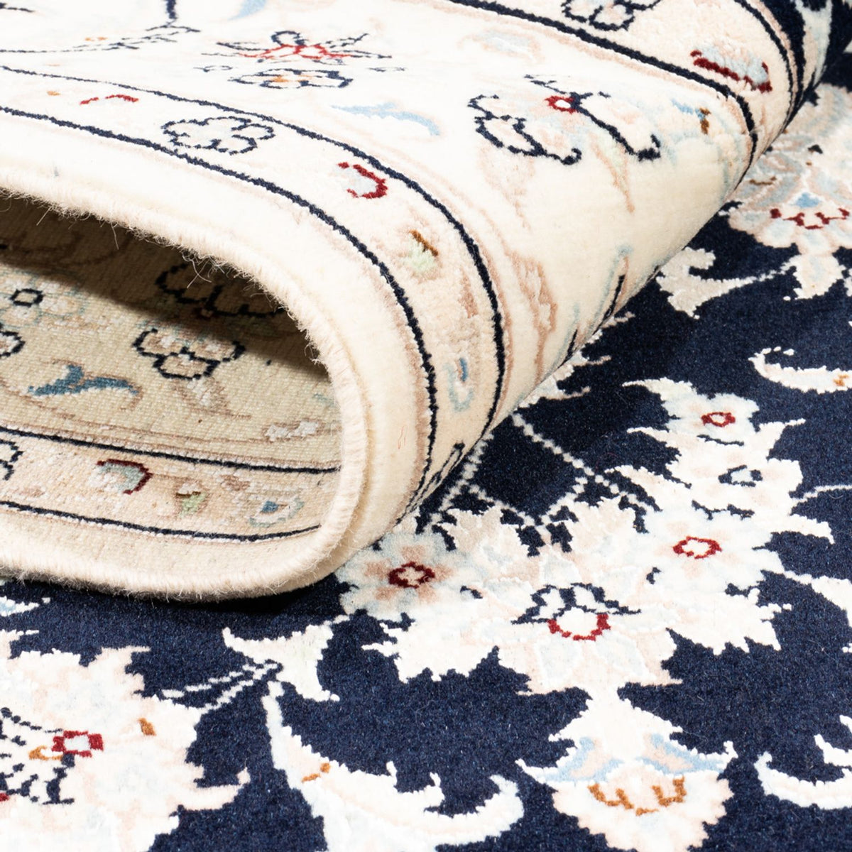 Tapis persan - Nain - Premium - 182 x 121 cm - bleu foncé