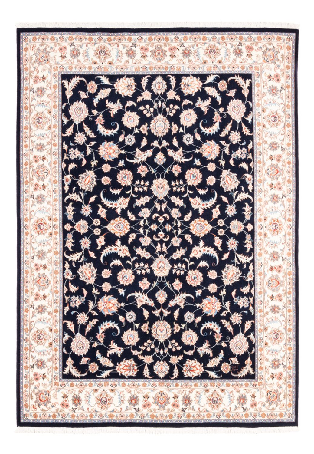 Tapis persan - Tabriz - 200 x 147 cm - bleu foncé