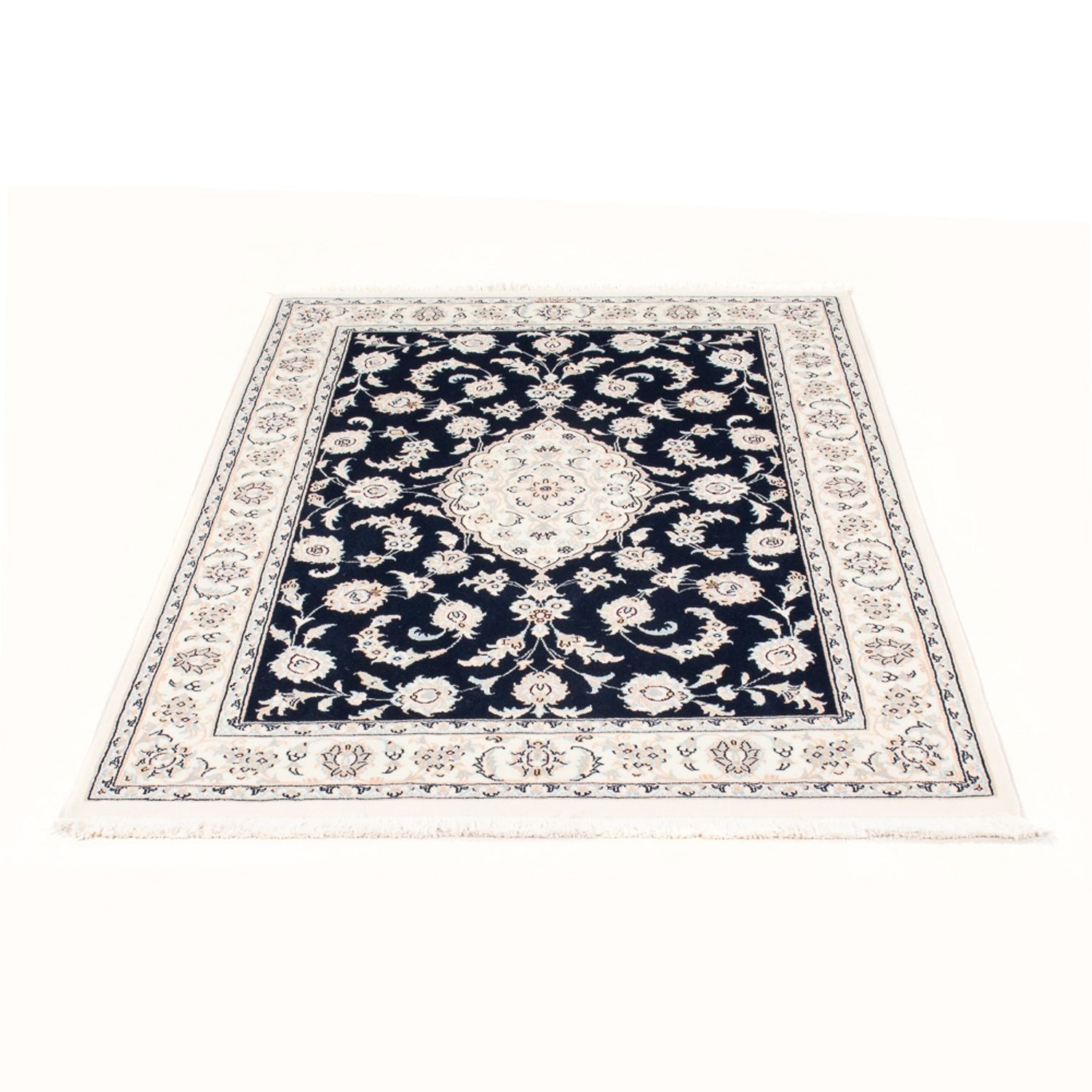 Tapis persan - Nain - Royal - 155 x 105 cm - bleu foncé