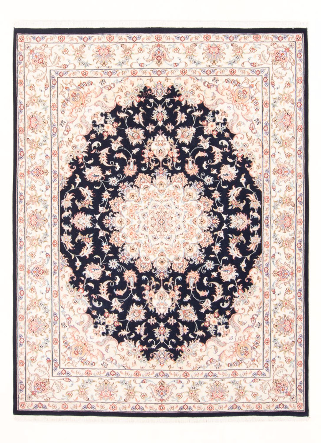 Tapis persan - Tabriz - Royal - 199 x 147 cm - bleu foncé