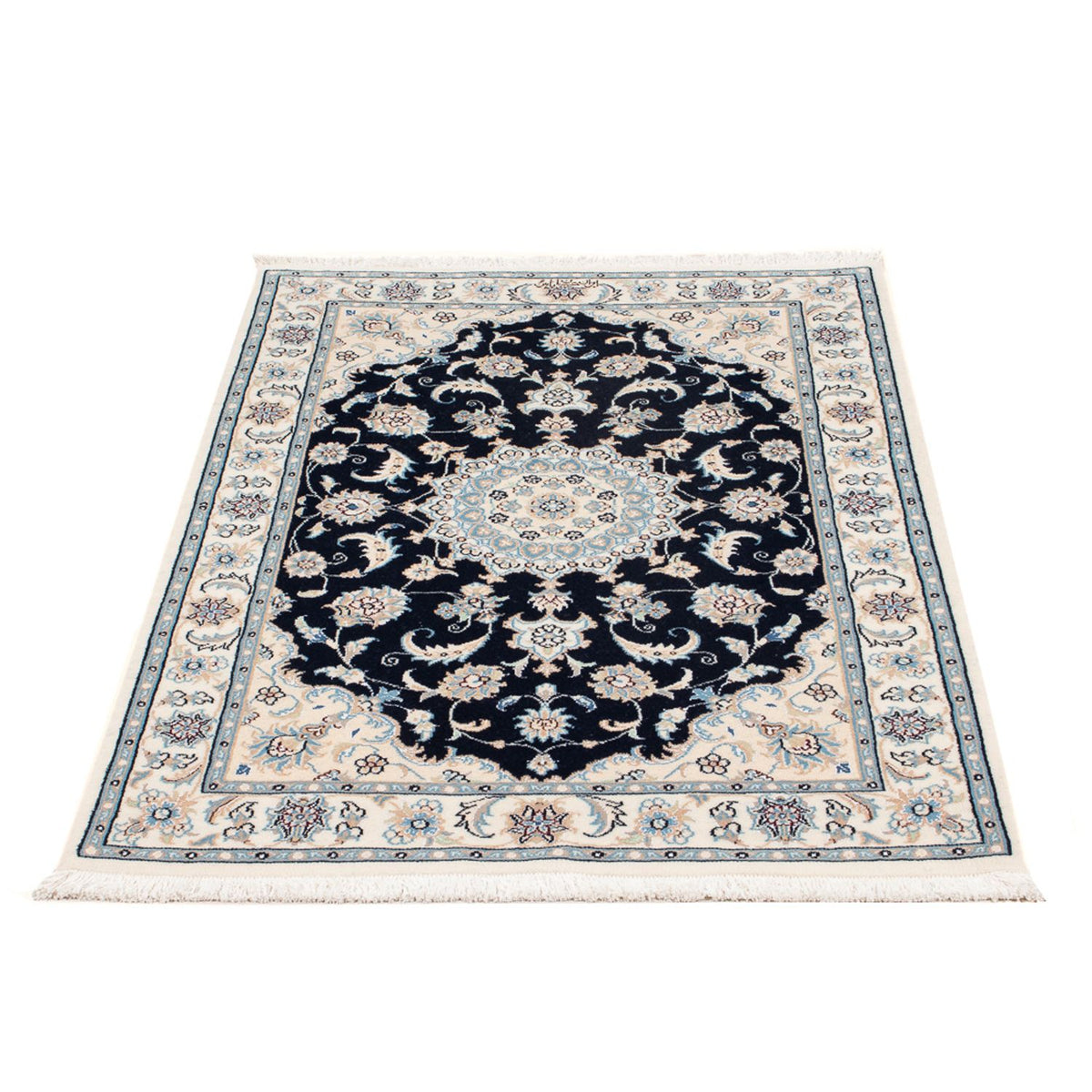 Tapis persan - Nain - Premium - 122 x 81 cm - bleu foncé