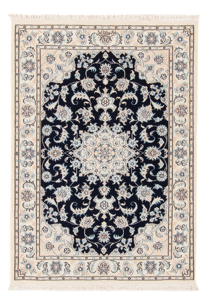 Tapis persan - Nain - Premium - 123 x 83 cm - bleu foncé