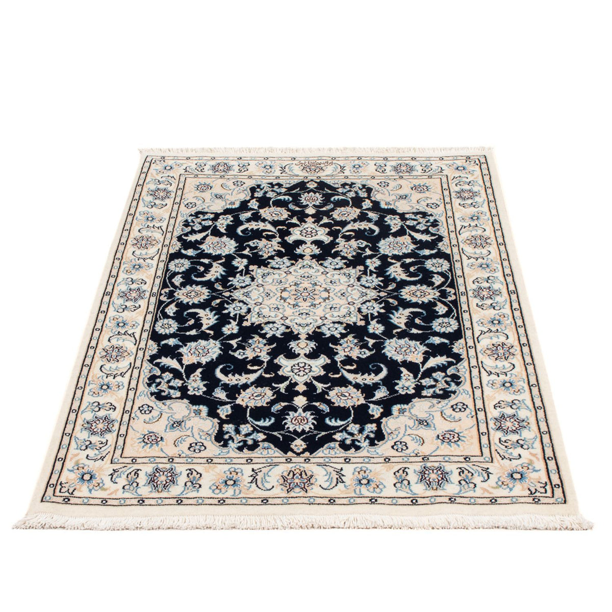 Tapis persan - Nain - Premium - 123 x 83 cm - bleu foncé