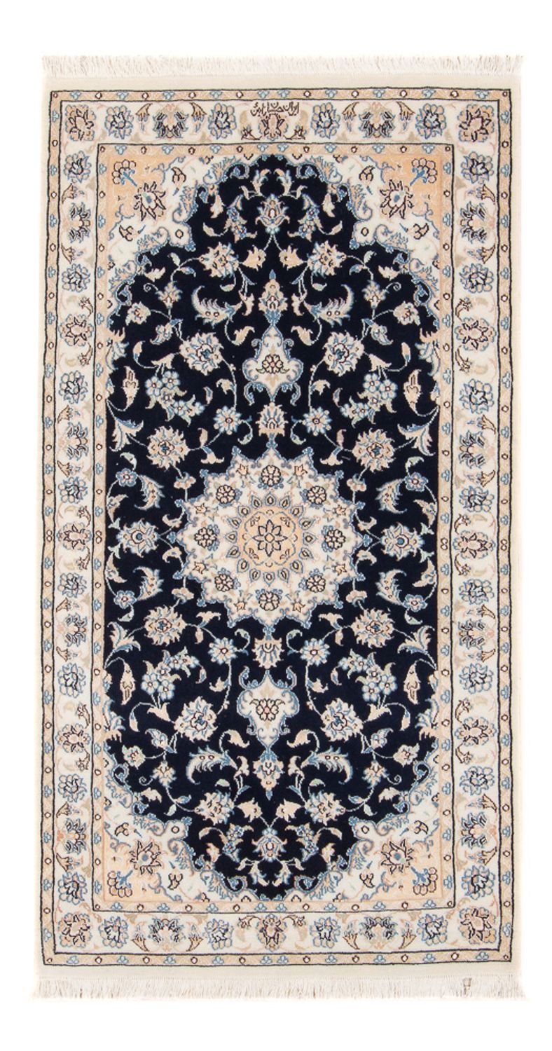 Tapis persan - Nain - Premium - 134 x 74 cm - bleu foncé
