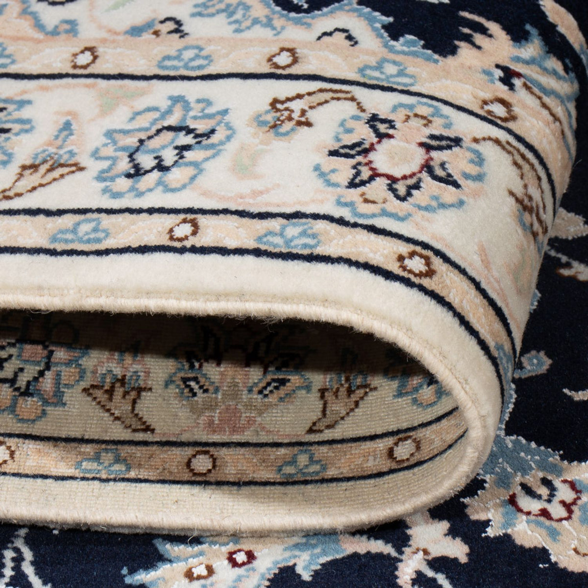 Tapis persan - Nain - Premium - 134 x 74 cm - bleu foncé