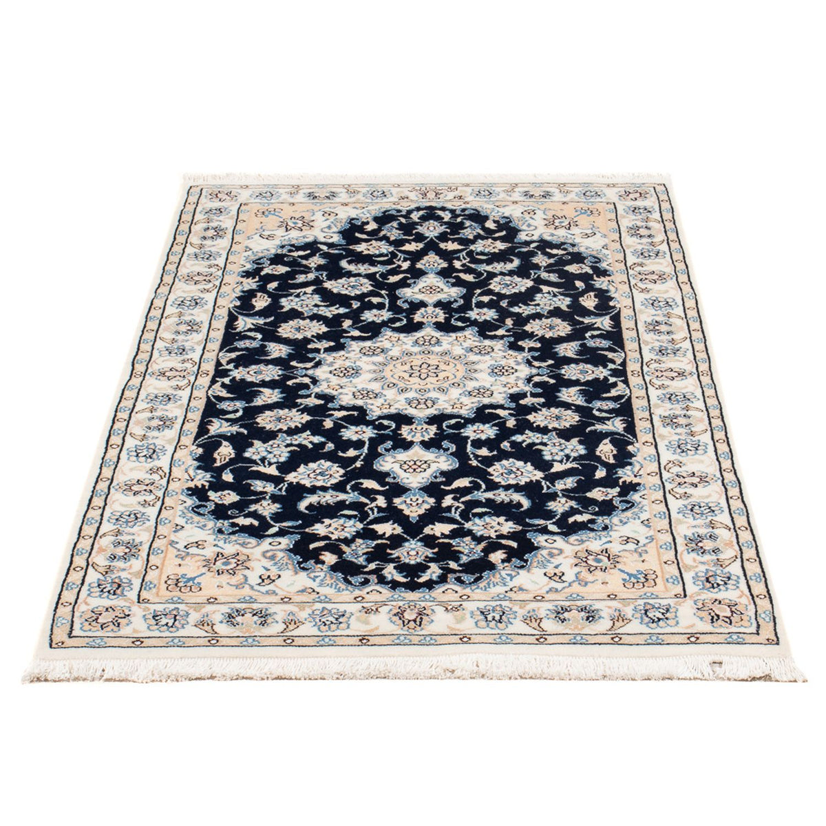 Tapis persan - Nain - Premium - 134 x 74 cm - bleu foncé
