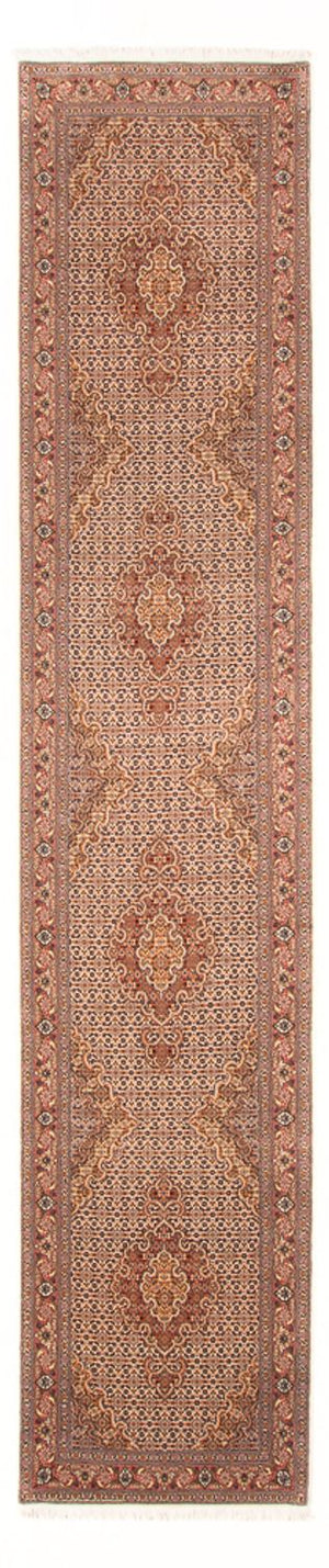 Tapis de couloir Tapis persan - Tabriz - Royal - 400 x 80 cm - beige
