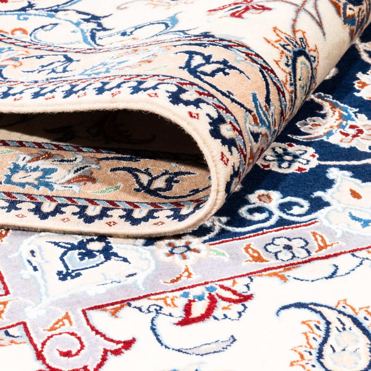 Tapis persan - Nain - Premium carré  - 212 x 212 cm - bleu foncé