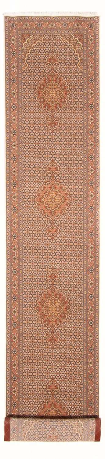 Tapis de couloir Tapis persan - Tabriz - Royal - 407 x 78 cm - beige