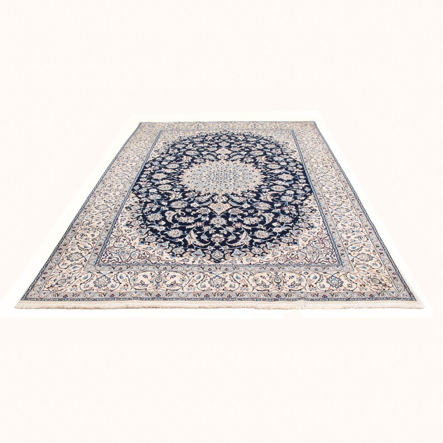 Tapis persan - Nain - 304 x 200 cm - bleu foncé