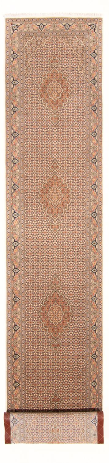 Tapis de couloir Tapis persan - Tabriz - Royal - 403 x 82 cm - beige