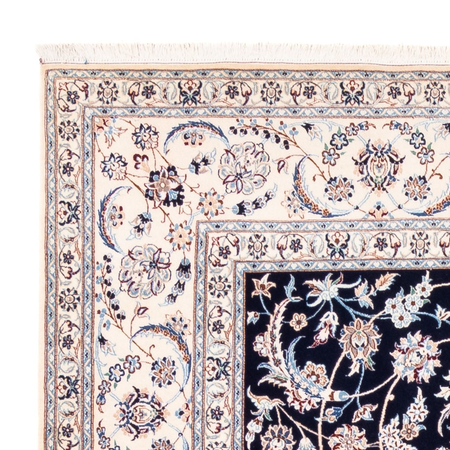 Tapis persan - Nain - Premium - 260 x 215 cm - bleu foncé
