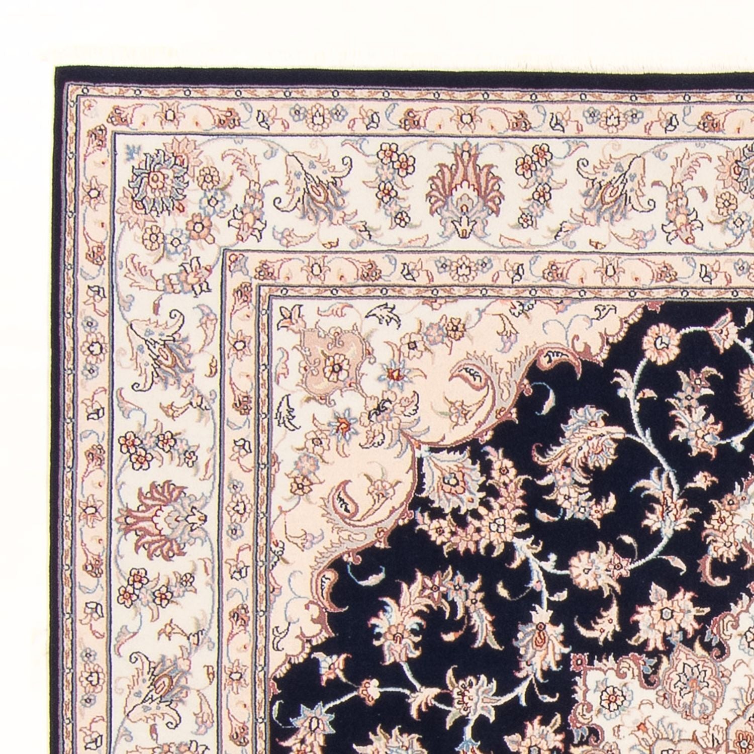 Tapis persan - Tabriz - Royal - 220 x 198 cm - bleu foncé