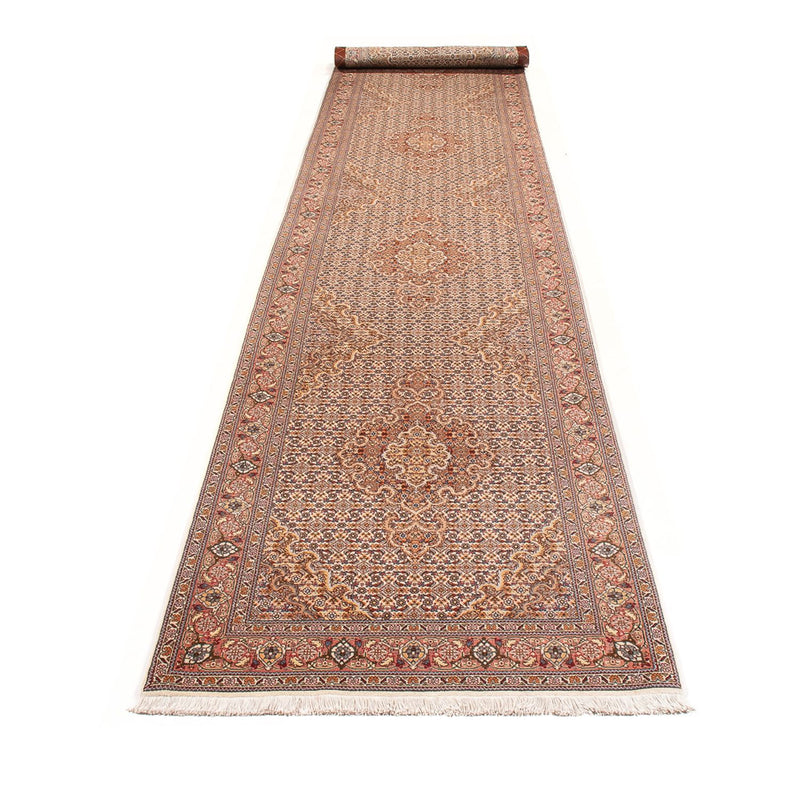 Tapis de couloir Tapis persan - Tabriz - Royal - 400 x 78 cm - beige