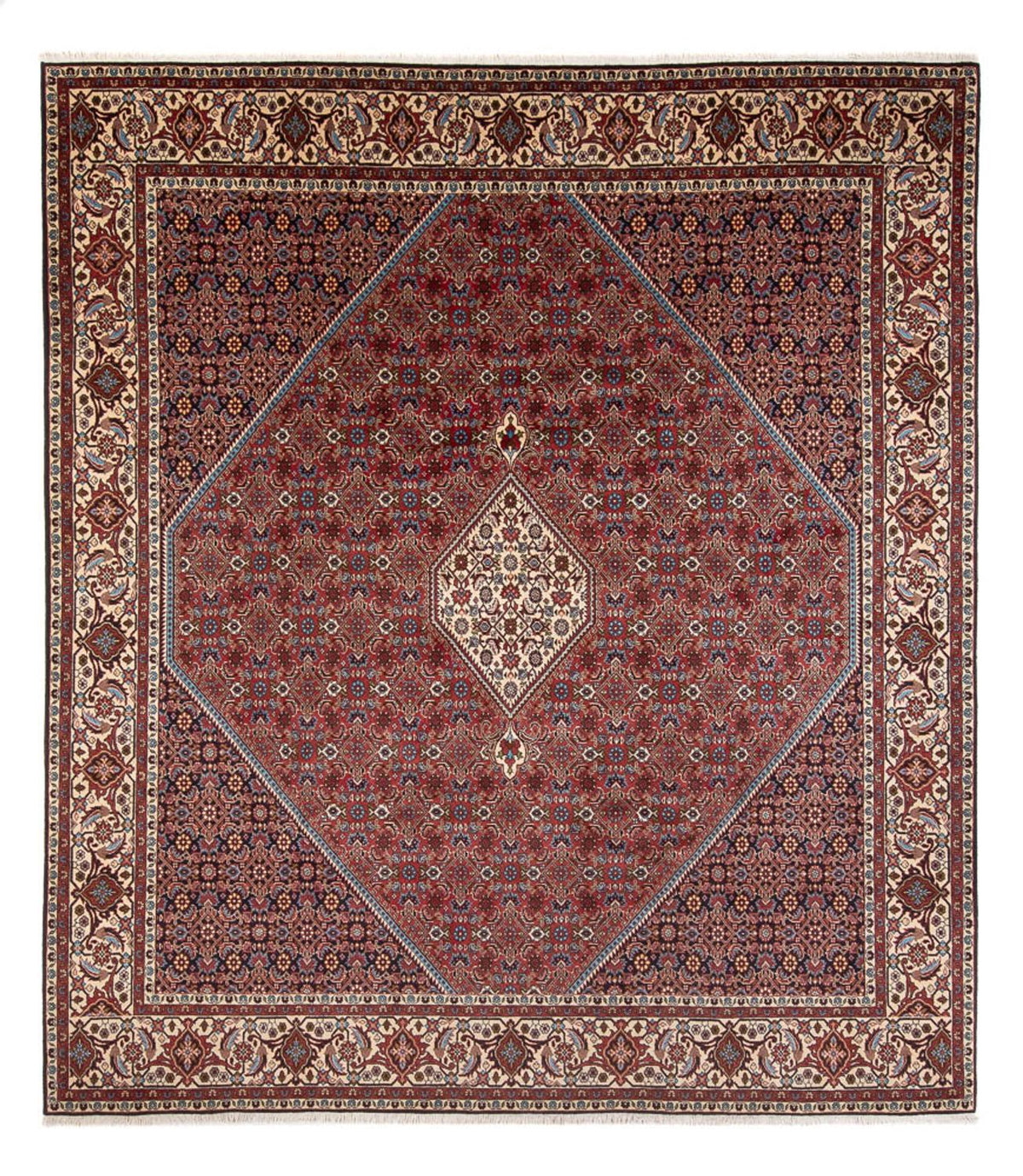 Tapis persan - Bidjar - 294 x 253 cm - rouge foncé