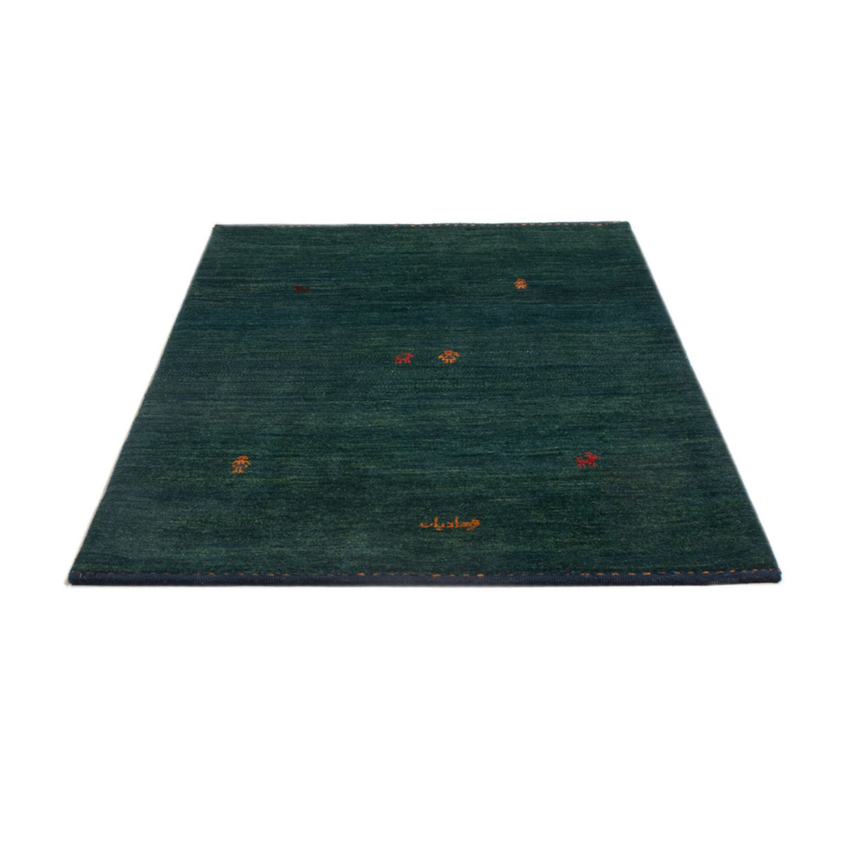 Tapis Gabbeh - Persan - 160 x 104 cm - bleu pétrole