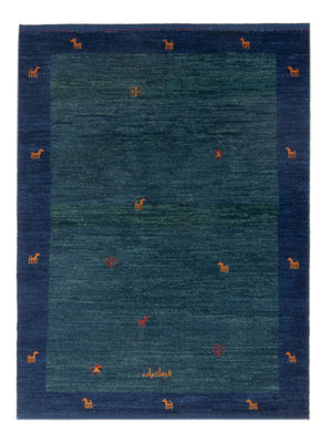 Tapis Gabbeh - Persan - 139 x 100 cm - bleu pétrole
