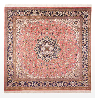 Tapis en soie - Ghom soie - Premium carré  - 247 x 247 cm - rouge clair
