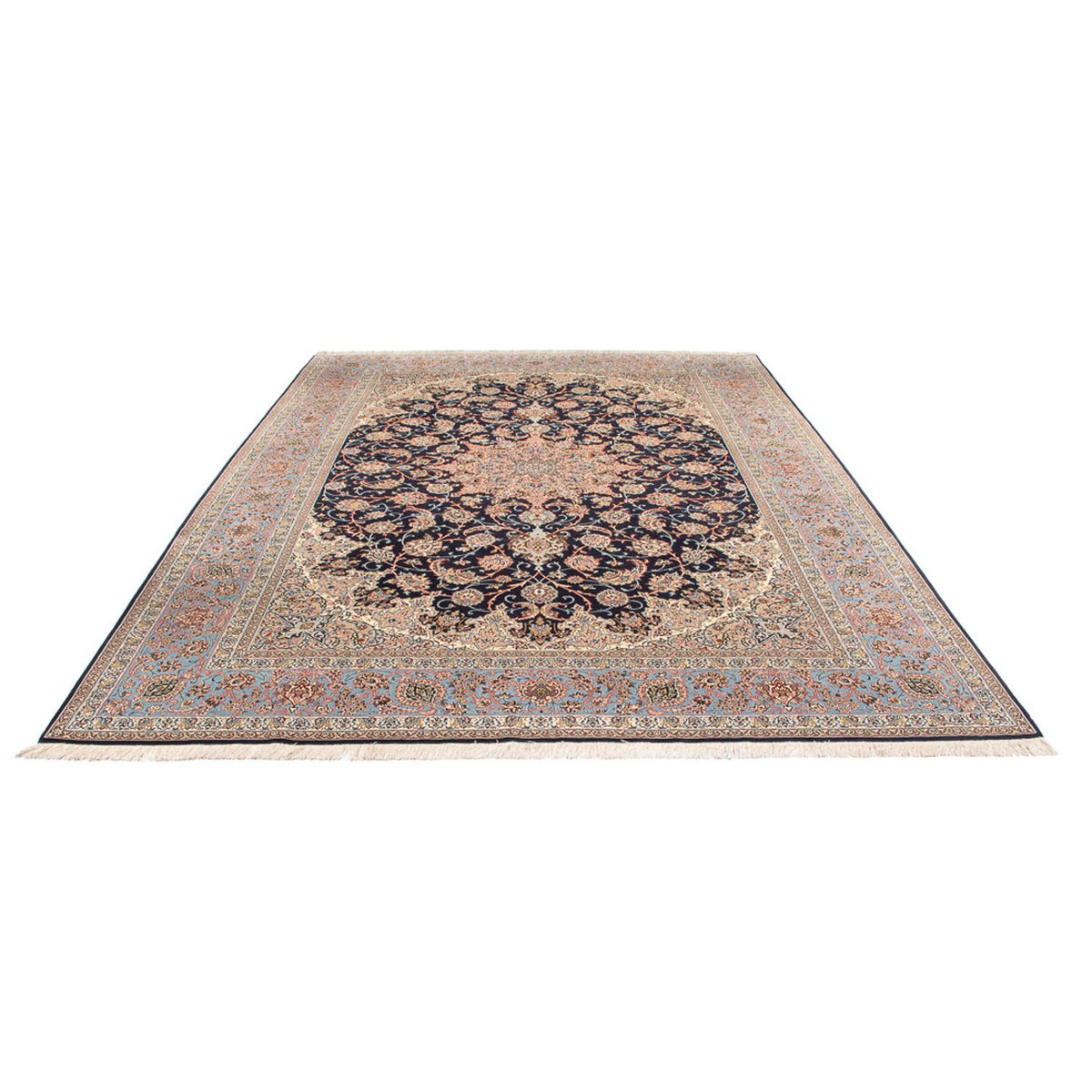 Tapis persan - Isfahan - Premium - 355 x 248 cm - bleu foncé