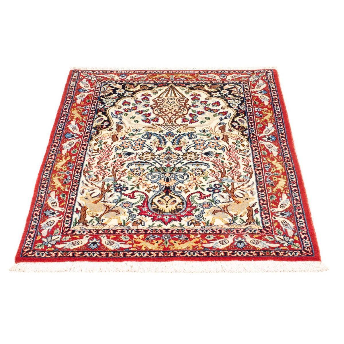 Tapis persan - Isfahan - Premium - 100 x 75 cm - crème
