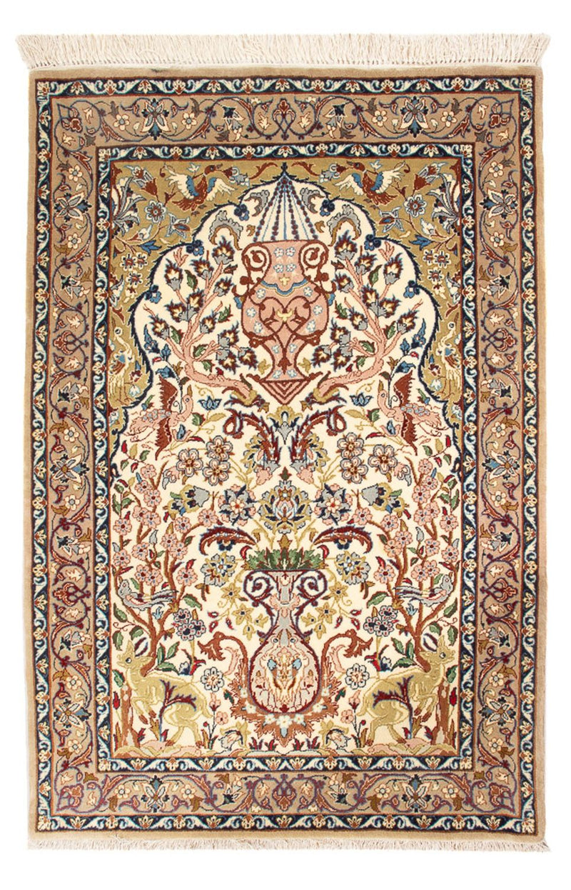 Tapis persan - Isfahan - Premium - 110 x 74 cm - crème